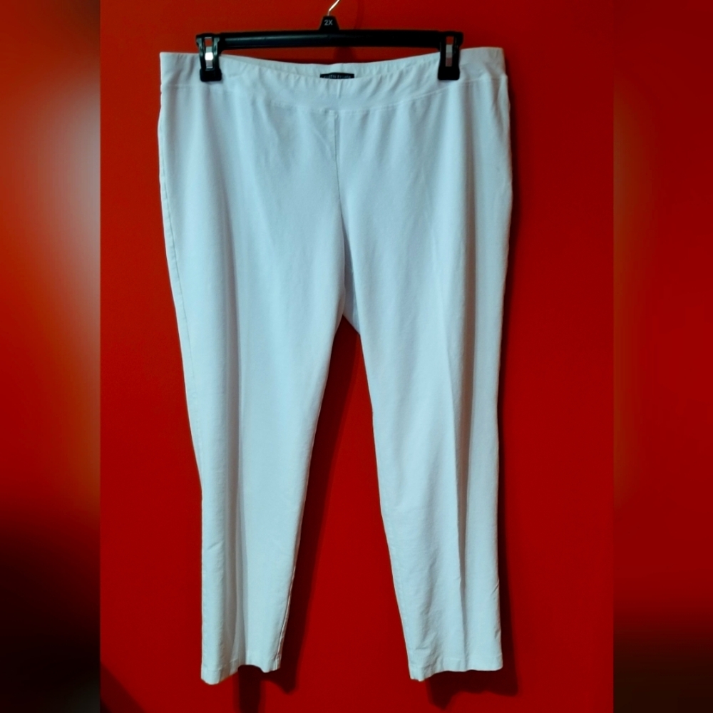 Eileen Fisher EUC Pull-On White Stretch Taper Leg Ankle Pants Size XL